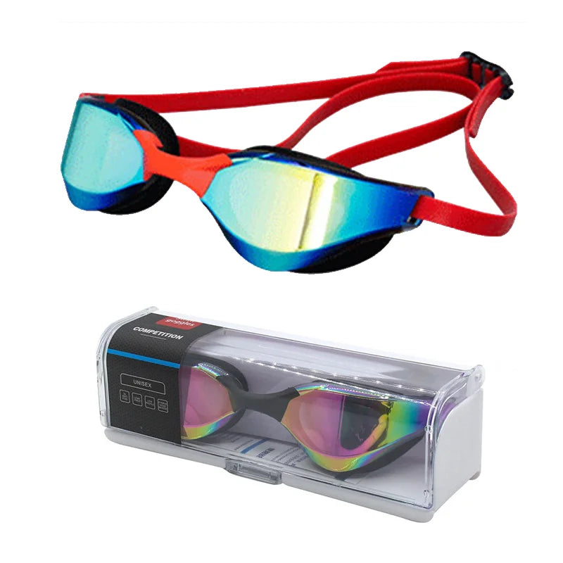 AMZ Hot Silicone Professional Waterproof Electroplate Anti-fog Swim Glasses UV Men Women Eyewear Swimming Goggles with Case