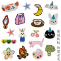 Stock Mini  Iron on Backing Cute Embroidery Coffee Bunny  Moon Star Smile Cat Patch for Luggage Tag Bag Decoration