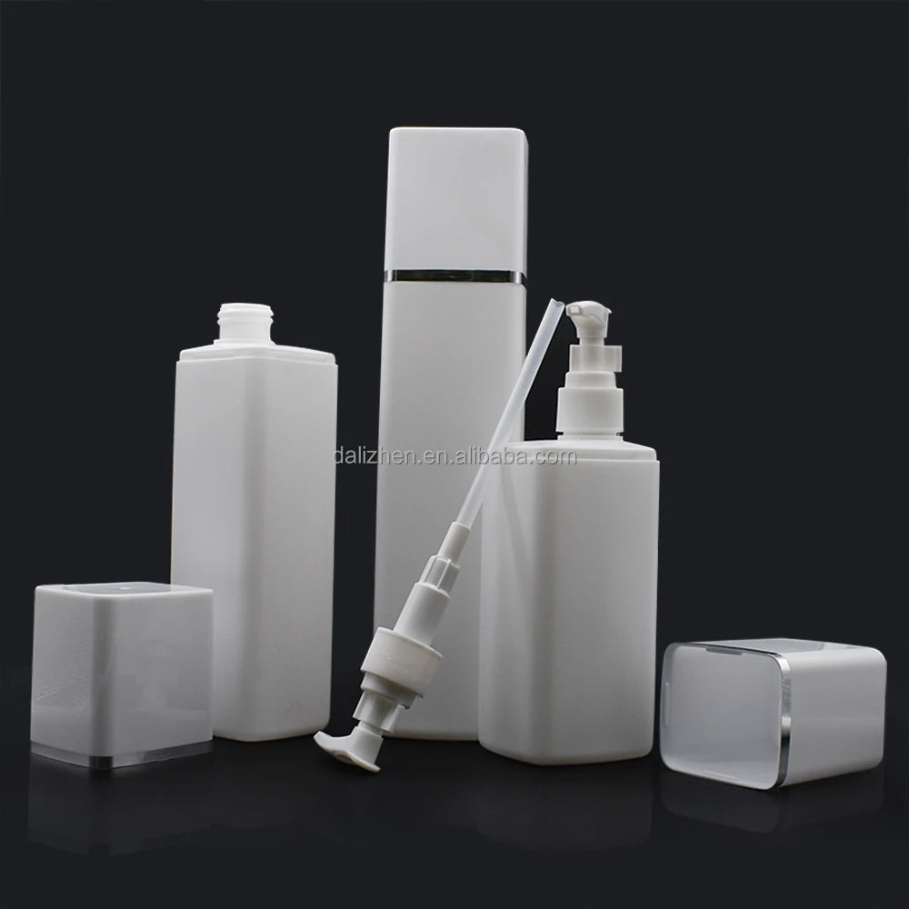 Luxury Custom 300ml 400ml 500ml Pump Sprayer Dispenser Liquid Soap Packaging HDPE Square Shampoo Conditioner Lotion Bottles