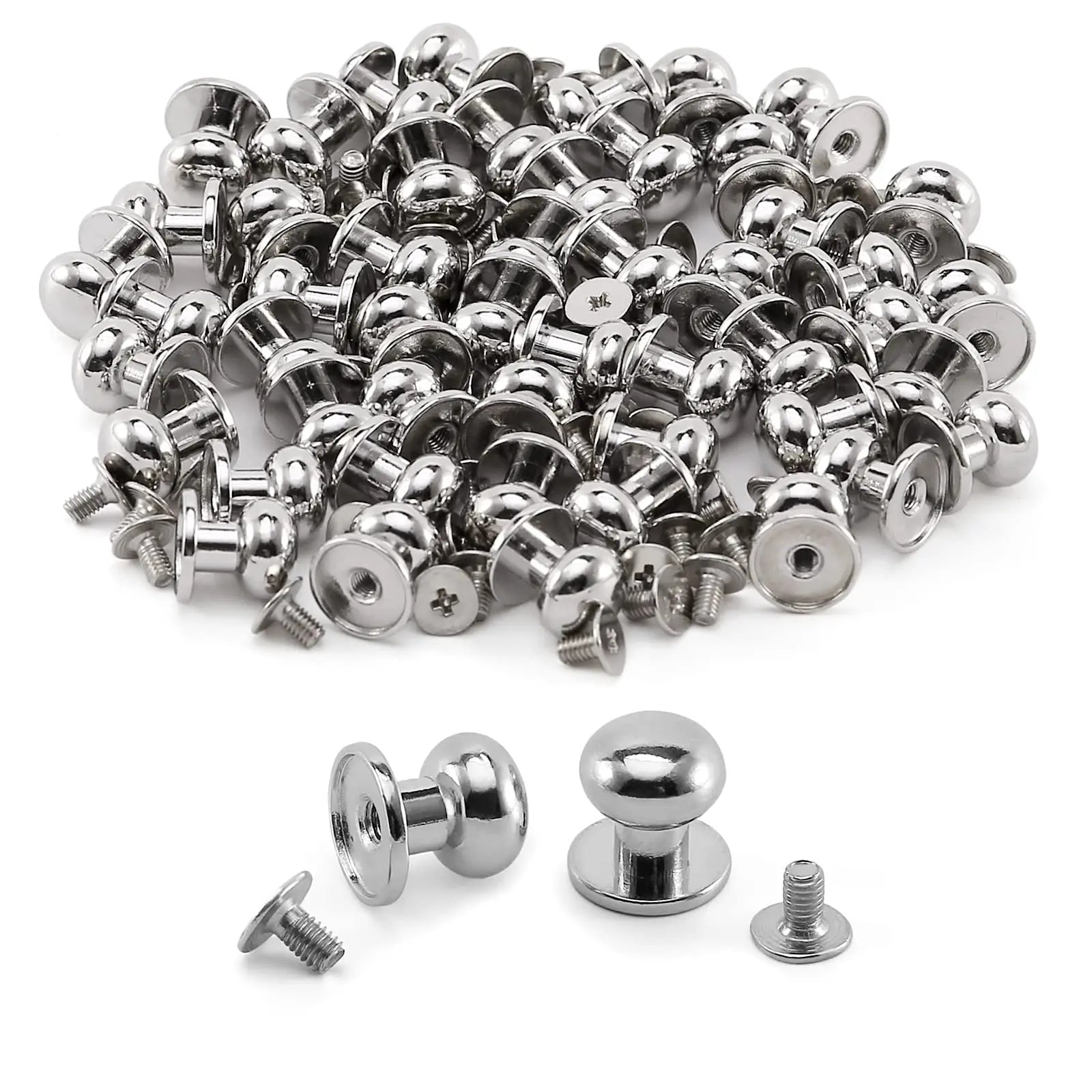Metal Buttons  Screws Round Head Button Cross Screw Stud Rivet for DIY Craft Leather Repairs Decoration Accessories (Gold8mm)