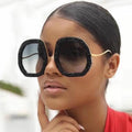 2215 Custom Luxury Oversized Sunglasses Women Designer Retro Black Shades Sunglasses Fashion Shiny Polygonal Sun Glasses