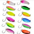 New 12 Colors 3.2cm 3g Two-sided Spoon Fishing Lure Swim Bait Isca Artificial Trout Lure Fishing Sequin Metal Spoons Lure