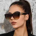 UNOC 2022 Trendy Cat Eye Oversized Sunglasses for Ladies Simple Gray Frame with Fashionable Metal Parts Sunglass Accessories