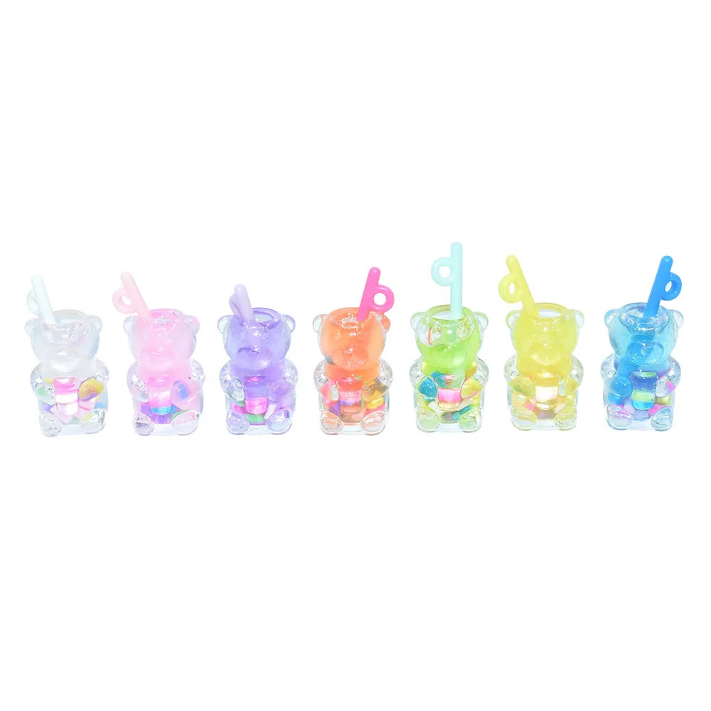 Mixed Color Bear Fruit Simulation Drink Resin Charms for Jewelry Making Keychain Bracelet Earring Necklace Pendants