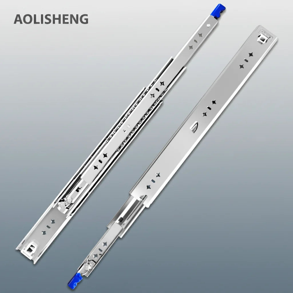 AOLISHENG Heavy Duty Triple Extension Ball Bearing Locking Drawer Slide 120kg Load Capacity Adjustable Easy Kitchen Dining