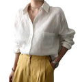 New Arrival Modest Women's Blouses & Shirts Custom Solid Color 100% Linen Shirt Stand Digital Printing for Ladies Woven Adults