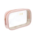 New Arrival PU Leather Makeup Toiletry Wash Bag with Transparent PVC Window Factory Custom  Clear Cosmetic Zipper Bag with Logo