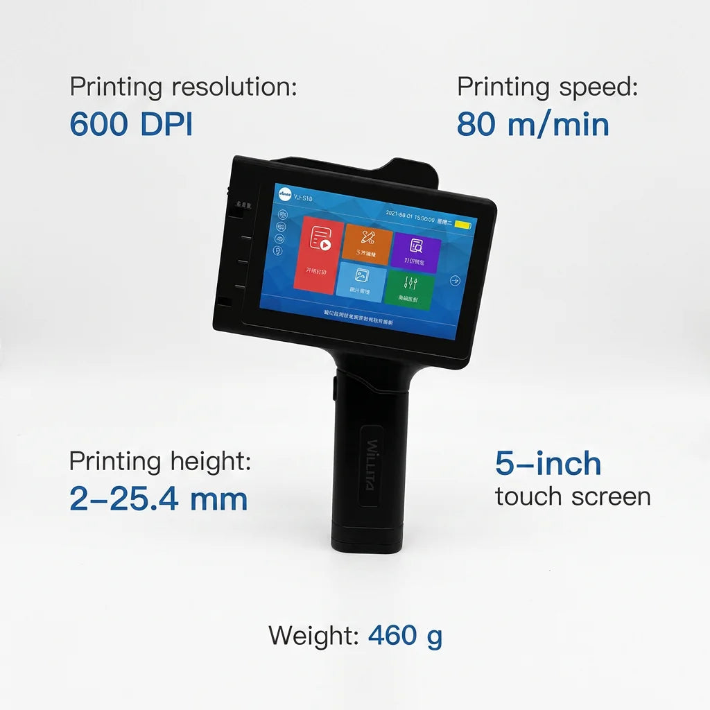 25.4 Mm 1 Inch Handheld Portable Tij Inkjet Printer for Label Date Barcode Expire Date Serial Numbers Batch Printing