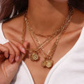 Waterproof 18K Gold Plated Jewelry Geometric Letter Alphabet Paperclip Chain Pendant Necklace Women Christmas Gift Party