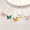 Wholesale Gold Link Chain Clear Rhinestone Butterfly Necklace Transparent Crystal Butterfly Pendant Necklace for Girl