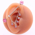 Gaby ASTM Certified 316L Surgical Stainless Steel Industrial Barbell Flower Bead Dangle Cartilage Earring Piercing Wedding Gift