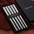 Chinese Stainless Steel Rose Gold Black Modern High Mirror Polish Chopsticks with Box