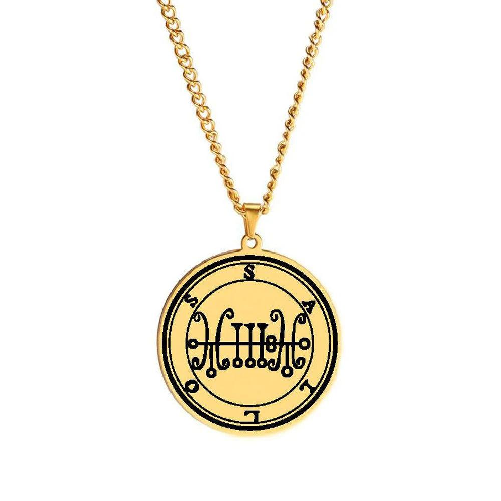 King Asmoday Sigil Demon Origins Seal Lesser Key of Solomon Jewelry Goetia Amulet Talisman Stainless Steel Pendant Necklace