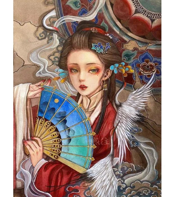 5D DIY Diamond Painting Chinese Beauty Girl Portrait Carton Cross Stitch Embroidery for Home Decoration Round/Square/Specil