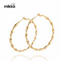 18K Gold Plated Jewelry Stainless Steel Twist Big Hoop Earrings for Women Jewelry Gift