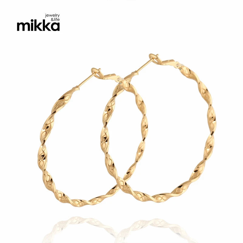 18K Gold Plated Jewelry Stainless Steel Twist Big Hoop Earrings for Women Jewelry Gift