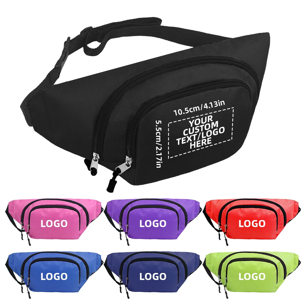Moq1 Pcs Personalized Your Logo Pattern Sports Waist Belt Bag Custom Women Men Crossbody for Outdoor Fitness Running Hiking