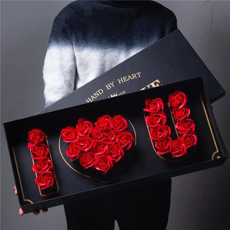 Mother's Day Luxury Rectangular Flower Box Preserved Valentine's Day Box With Word Deep Love I Love You Rose Florist Box