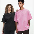 260GSM Distressed Snow Wash Solid Color Unisex T-Shirt Men's Heavy Weight Street Wear Trendy Retro Wash Loose-Fitting T-Shirt