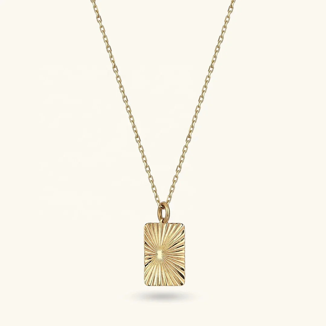 LOZRUNVE 925 Sterling Silver Fashion 14k Gold Minimal Sun Pendant Necklace Wholesale