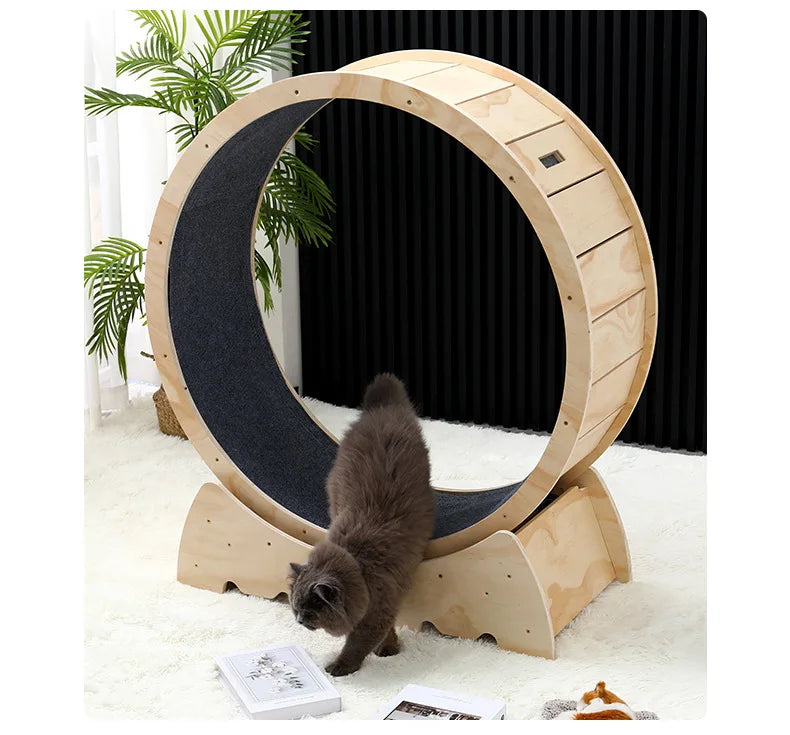 2025 Wooden Sports Running Cat Treadmill Exercise Wheel Pet Training Supplies Fiber Board Cat Toy Fun for Cats