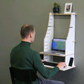 Ergonomic Height Adjustable Office Workstation without Screws Wooden Wall-mounted Computer Desk Laptop Desk Table