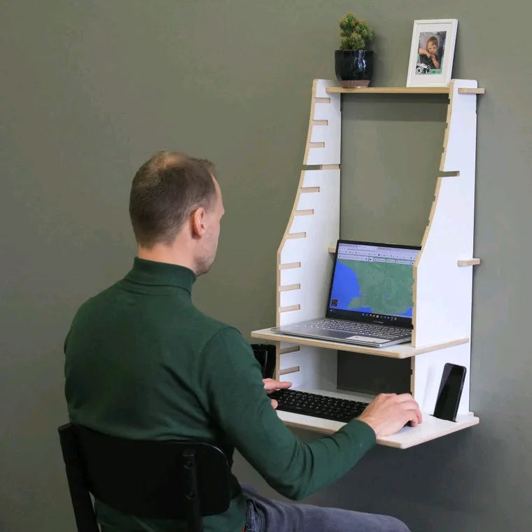 Ergonomic Height Adjustable Office Workstation without Screws Wooden Wall-mounted Computer Desk Laptop Desk Table