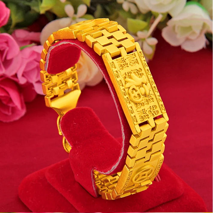 Waterproof Jewelry 18K Gold Plated Colorful Chunky Chain Bangle Copper Cuban Link Bracelet