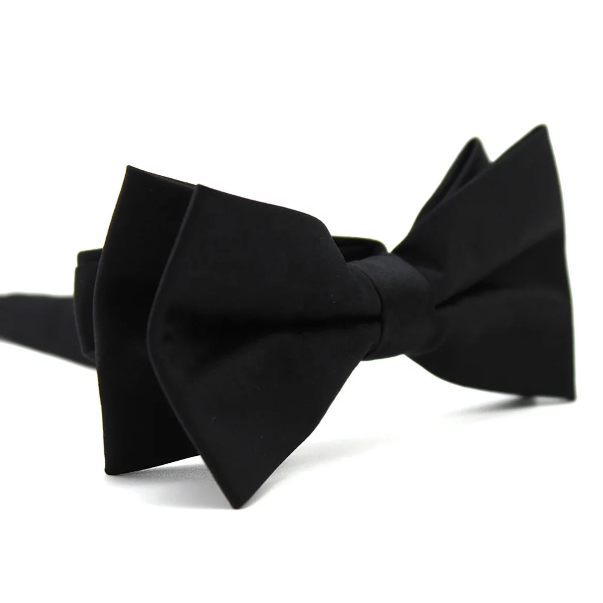 Never Out Handmade Adjustable Solid Color Woven Matt Satin Bowtie Pretied Polyester Gentleman Party Tuxedo Mens Bow Tie Black