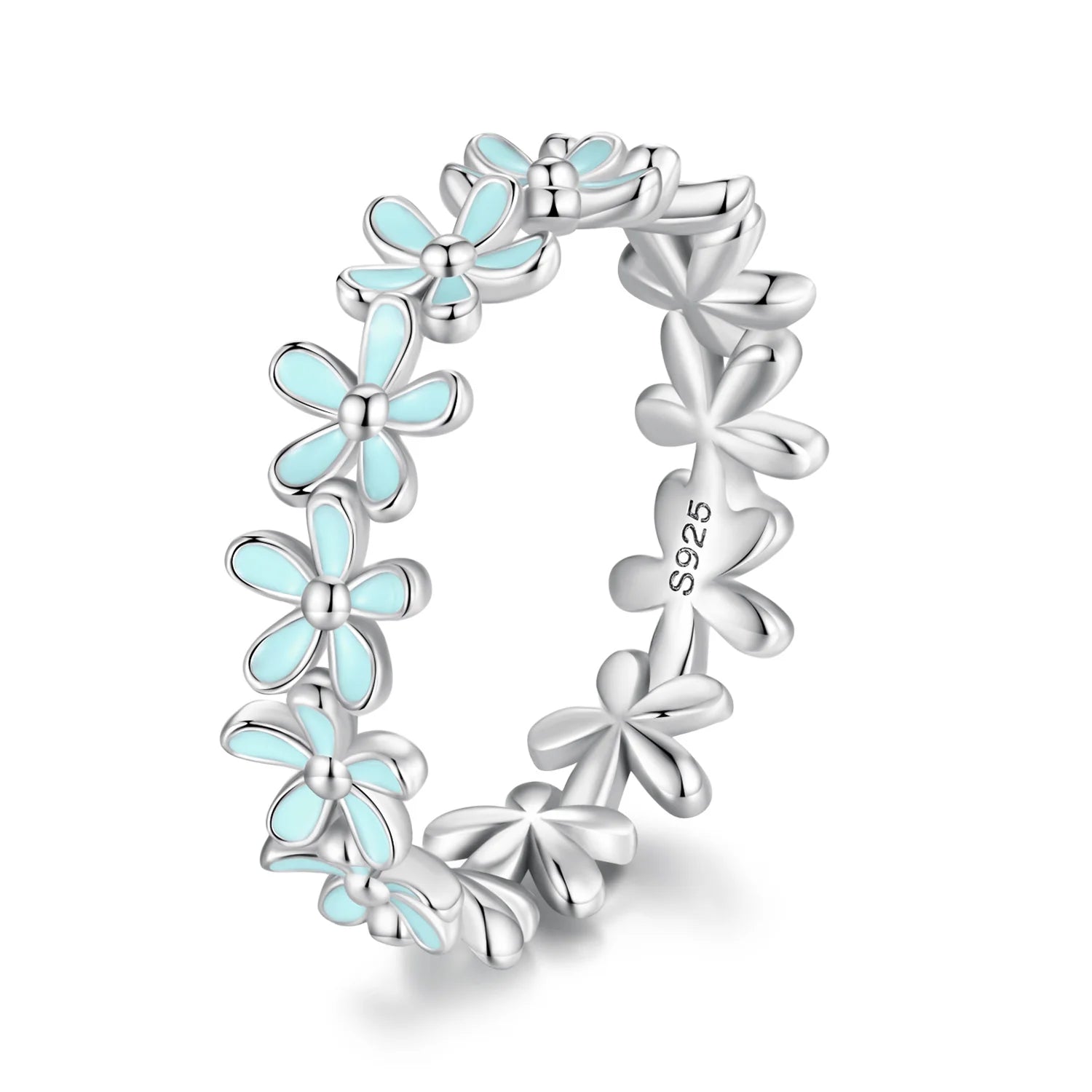 Factory Wholesale 925 Sterling Silver Enamel Daisy Ring Fine Jewelry for Women Fashion Flower Ring Girl SCR931