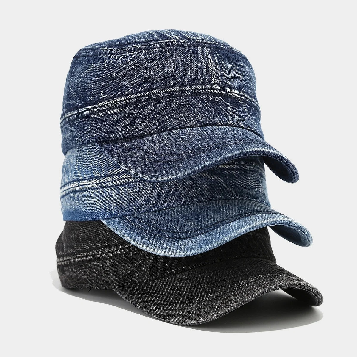 Washed Denim Retro Simple Captain Hat for Men Women Street Fashion Outdoor Sports Hat