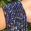 Wholesale Natural Semi Gemstone 2/3/4mm Faceted Dyeing Blue Lapis Lazuli Stone Loose Beads 15-inch Strand for Jewelry Making DIY