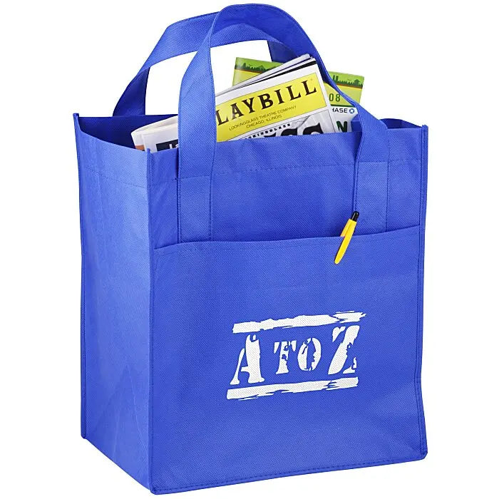 Ruthbag Durable Non-Woven Letter Pattern Medium Shopping Tote with Pocket Shoulder Strap for Carrying All Groceries