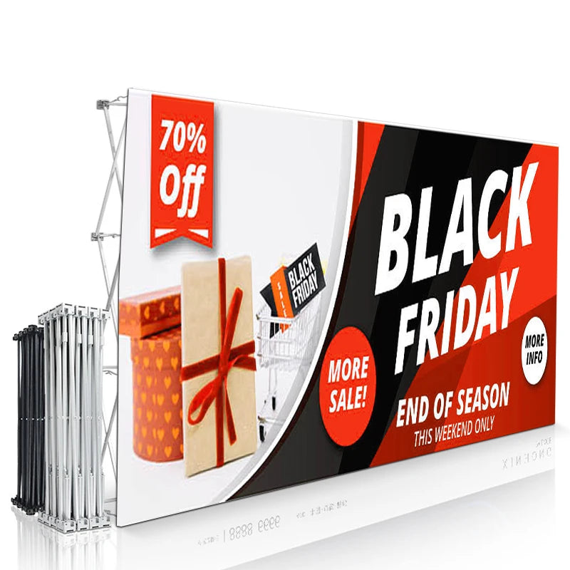 FEAMONT Premium Portable Straight Pop up Banner 10ft Advertising Trade Show Display Stand Exhibition Pop up Banner