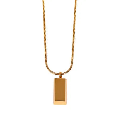 Small Gold Bar Necklace 2021 Colorfast 18K Gold Pendant Necklace Titanium Steel Clavicle Chain Choker