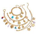 2025 Chic Waterproof Hypoallergenic 18K Gold-Plated Stainless Steel Geometric Pearl Multi-Element Charm Bracelet Women's Trendy