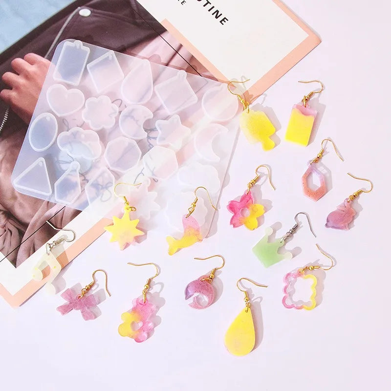 DIY Resin Jewelry Hanging Decoration Mold Small Geometric Silicone Mold for Animal Heart Star Earrings Pendant for Small Spaces