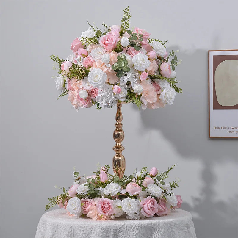 Pink and White Rose Flower Ball Flower Loop for Wedding Decoration Artificial Flower Ball Table Centerpieces