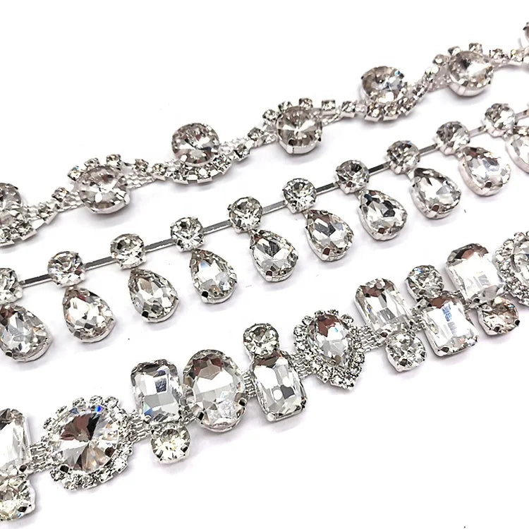 Wholesale Crystal Glass Rhinestone Bridal Trimmings for Wedding Dressclothings Decoration