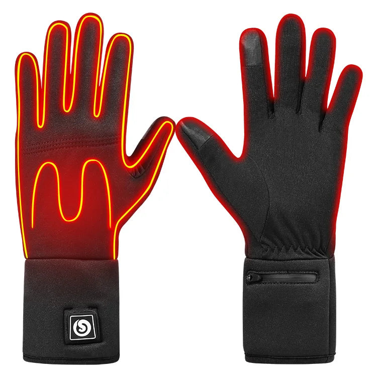 Hot Black Waterproof Snow-proof Ultra Thin Heated Glove Liners Rechargeable Breathable Touchscreen Compatible Men's Gloves