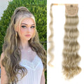Women's Long Wavy Synthetic Hairpiece Highlight Color Ponytail Extension Wrap Clip Daily Party Use Body Wave Style Wholesale