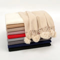 Autumn Winter New Cashmere Scarf Women's Solid Color All-match Tassel Ball Fleece-lined Thickened Warm Scarf Ready Stock