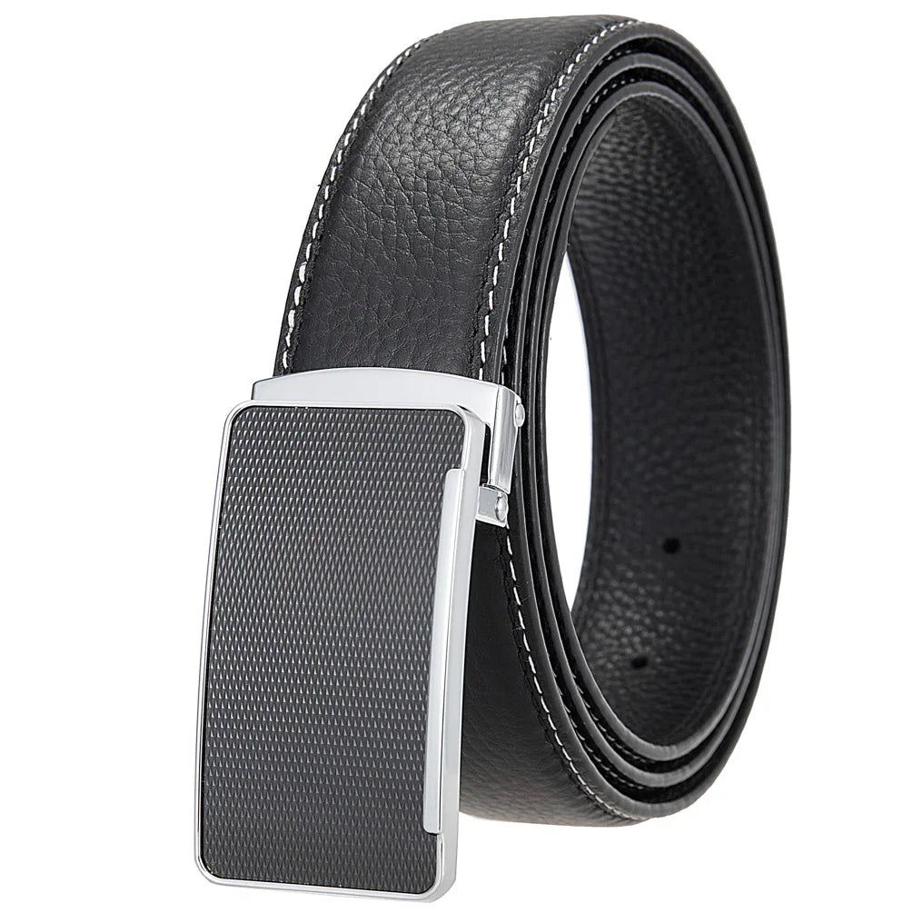 Wholesale Casual Business Man Waist Straps Gift Custom Wide Plate Buckle Belts Men's Genuine Leather Belt