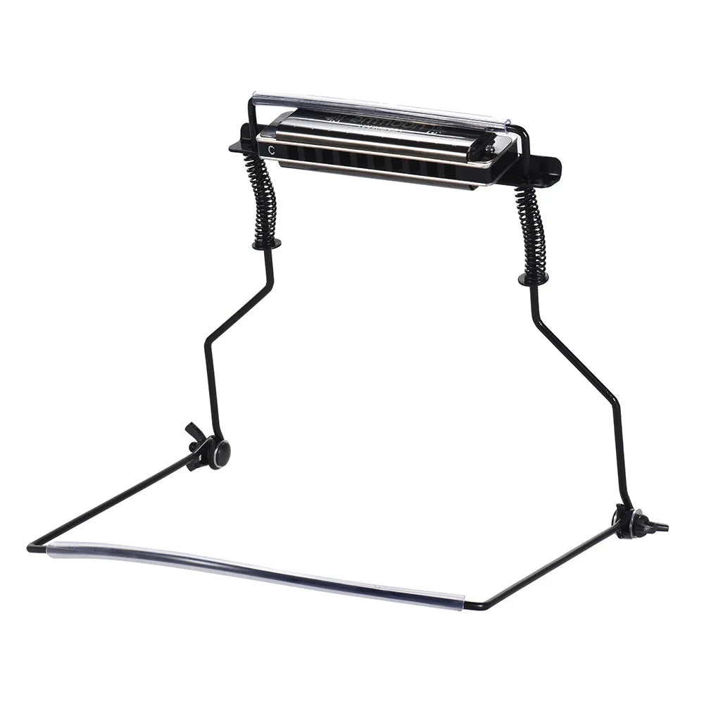 Metal Harmonica Mouth Organ Holder Harmonica Neck Stand Bracket for 10 Hole Harmonicas Hands Free Playing