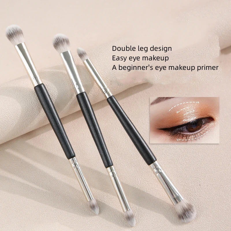 Customized Vegan Synthetic Hair Wood Handle Single Double-end Diagonal Eye Makeup Brush