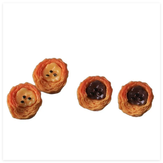 Toddlers Dollhouse Miniature Kitchen Children Pretend Play Chocolate Egg tart Artificial Realistic 3D Charm Resin Kids Food Toys