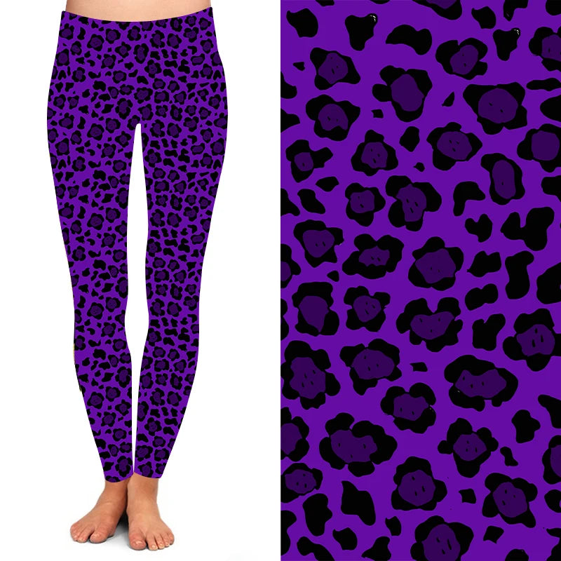Wholesale Buttery Soft Custom logo Fashion Hot Sale Printed Purple Leopard Women Leggings