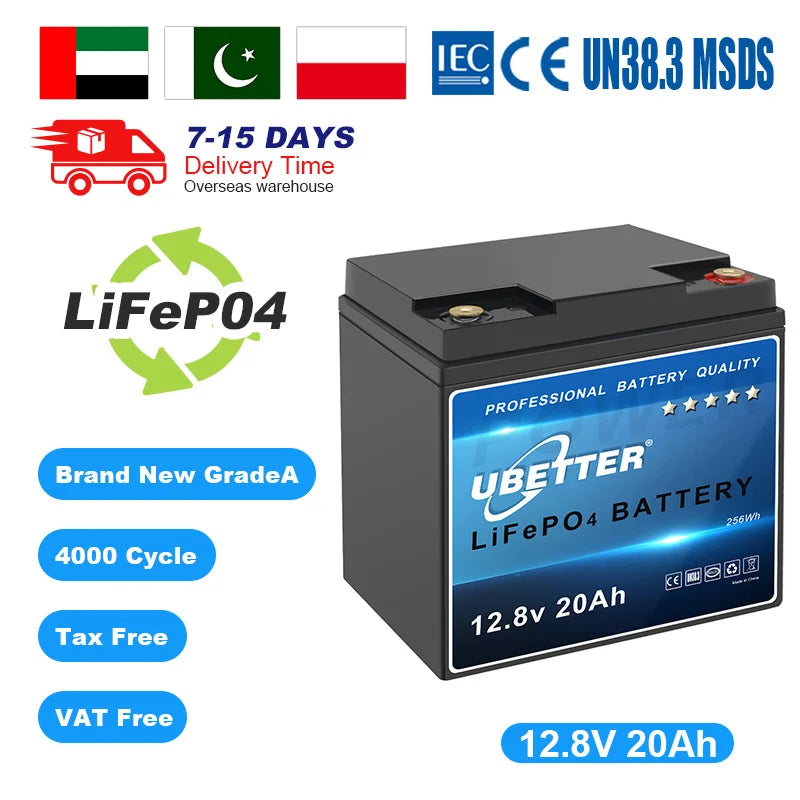 Stock Long Cycle  Lifepo4 Batteries 12v 20ah 50AH 100ah 200Ah 300ah 400ah Lithium Batteries 24V Solar  Lithium Ion Battery Pack