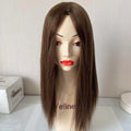 Yefinewig Brazilian Remy Human Hair Natural Straight Brown 8*8 14inch 130% Density Silk Base Closure Topper