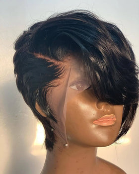 Wholesale Pixie Cut Human Hair Deep Partline Lace Frontal Wig Pixie Short Cut Human Hair Lace Front Wigs for Black Women